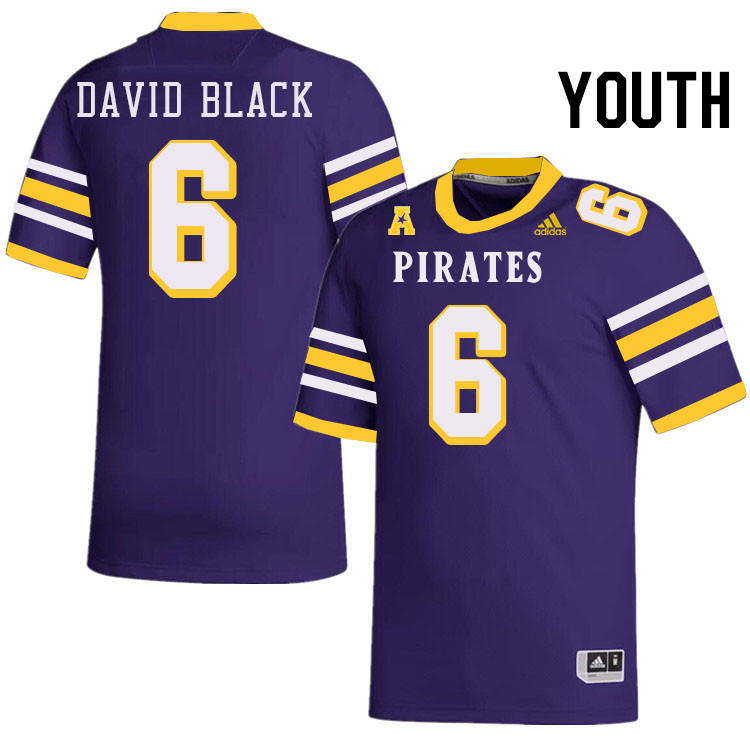 Youth #6 John David Black ECU Pirates College Football Jerseys Stitched-Throwback